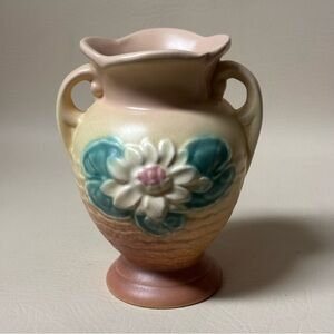Vintage Hull Art Pottery Water Lily Double Handle Bud Vase Matte Finish